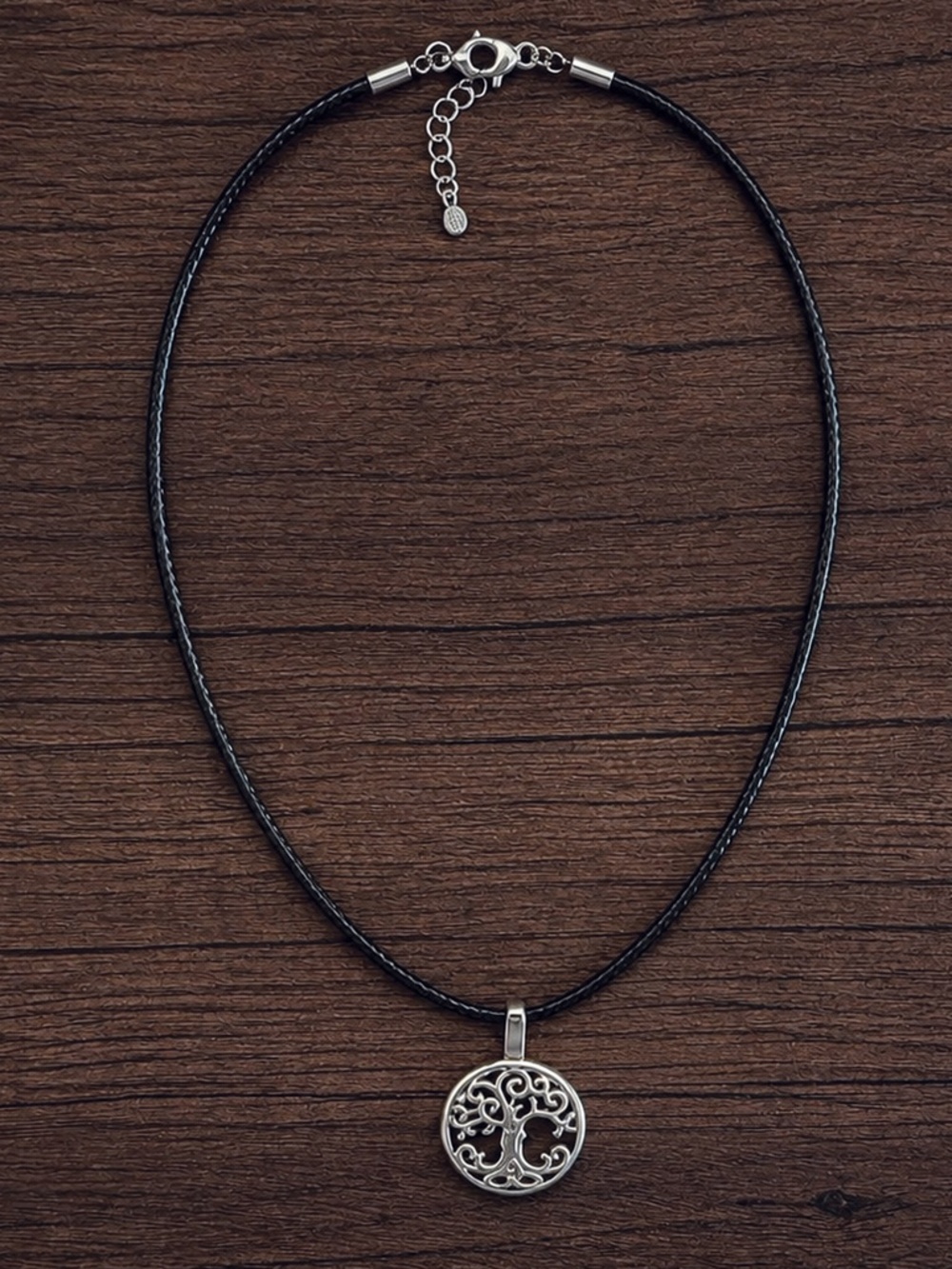 Sterling Celtic Tree on Cord Necklace